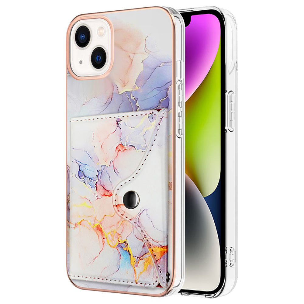 YB Leather Coating Series-9 for iPhone 14 Card Slot Case Kickstand IMD PU+TPU Phone Cover YB Leather Coating Series-9 for iPhone 14 Card Slot Case Kickstand IMD PU+TPU Phone Cover